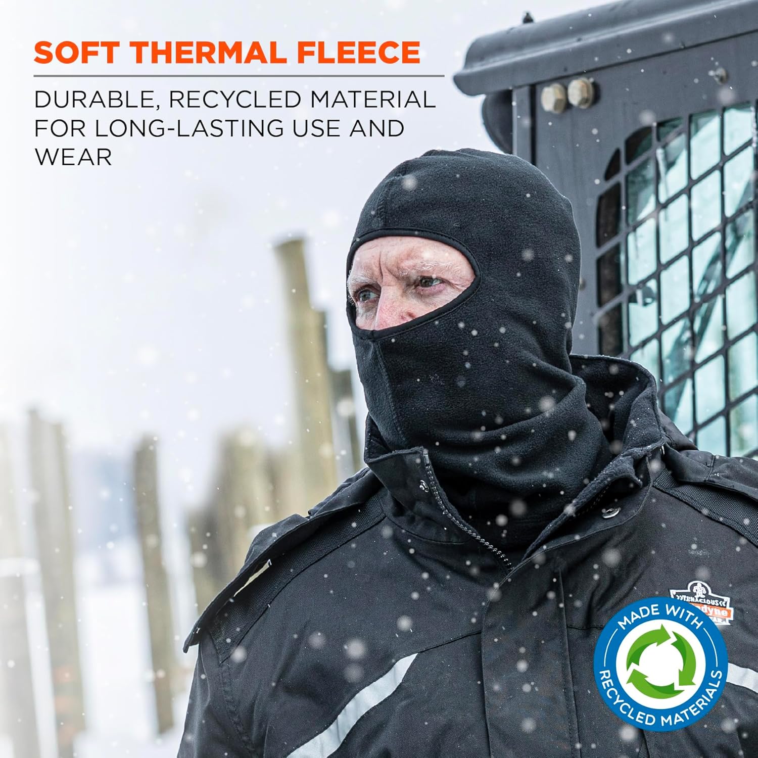 Ergodyne Standard Recycled Balaclava Face Mask, Black