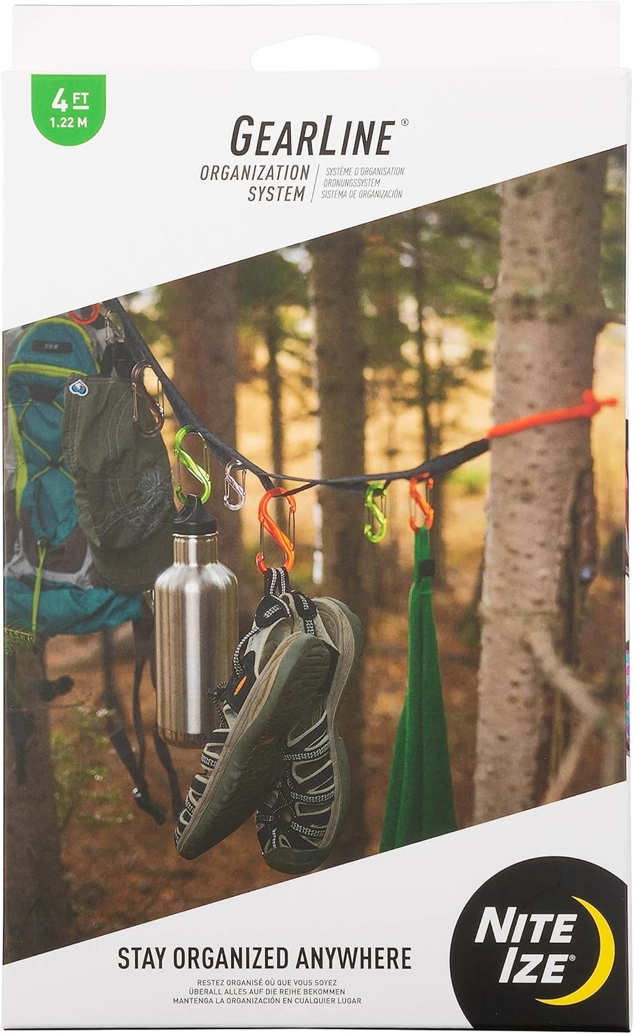 Nite Ize GearLine Hanging Organization System - Gear Ties for Camping, Hiking & Outdoor Activities