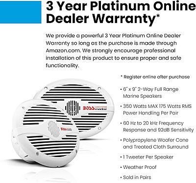 BOSS Audio Systems Marine Coaxial 2-Way Full-Range Weatherproof Speakers (Pair)