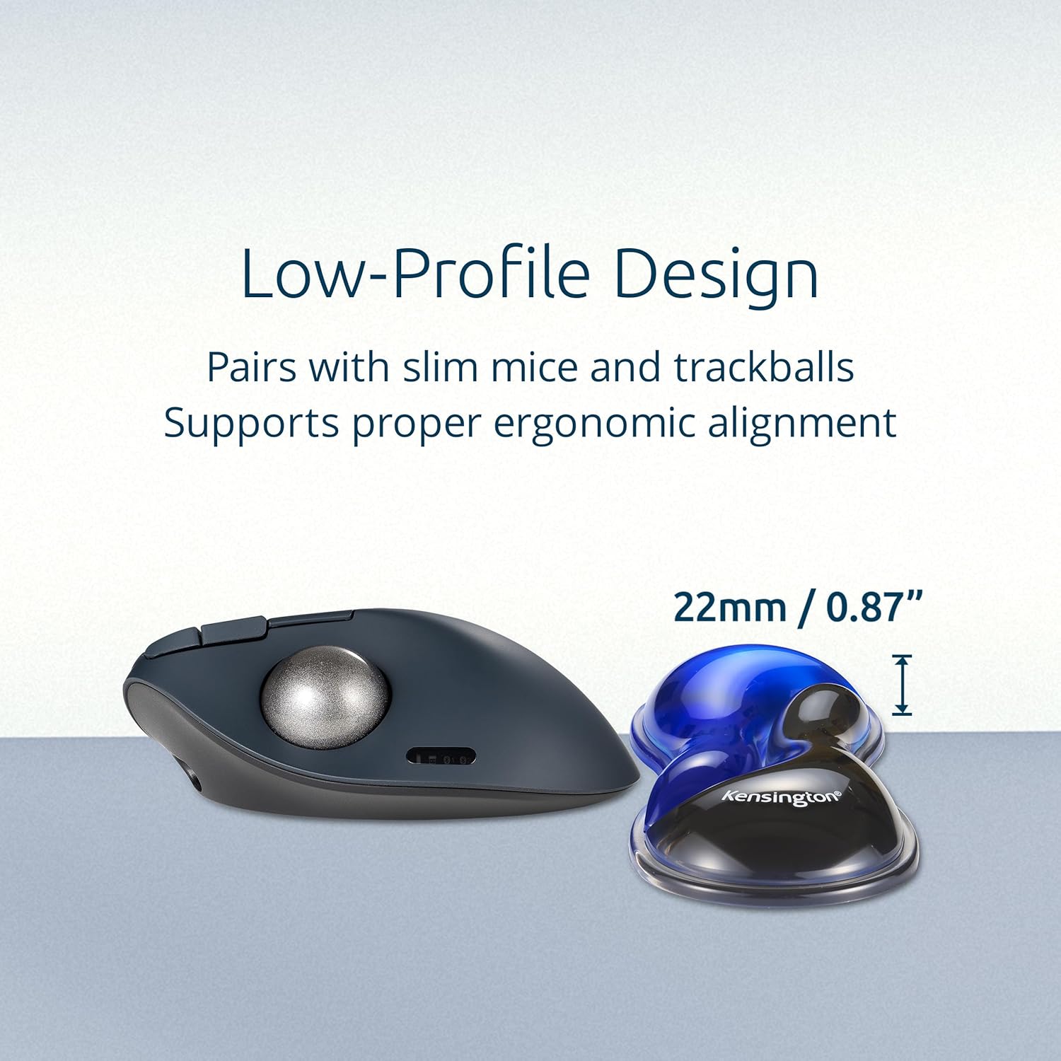 Kensington Slim Duo Gel Wrist Rest for Low-Profile Keyboards, Mice & Trackballs