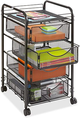SAFCO Onyx Rolling File Cart, Steel Mesh Mobile Cart, Fits Letter-Size Hanging Folders