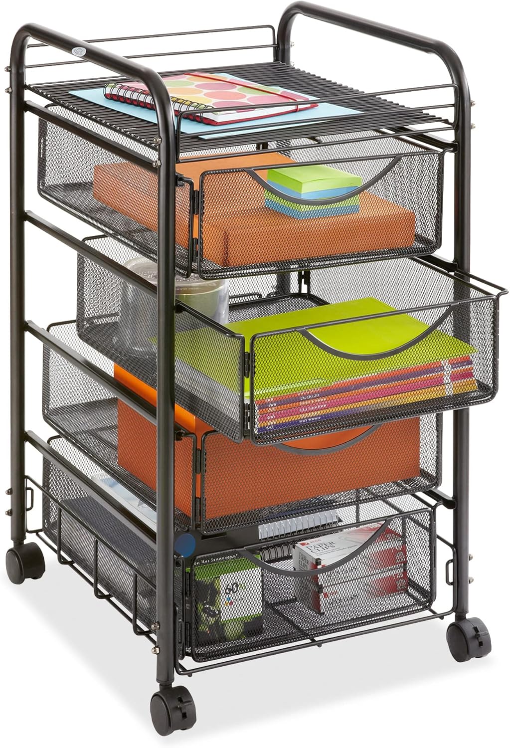SAFCO Onyx Rolling File Cart, Steel Mesh Mobile Cart, Fits Letter-Size Hanging Folders