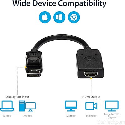 StarTech DisplayPort to HDMI Adapter (DP 1.2, Latching, Passive)