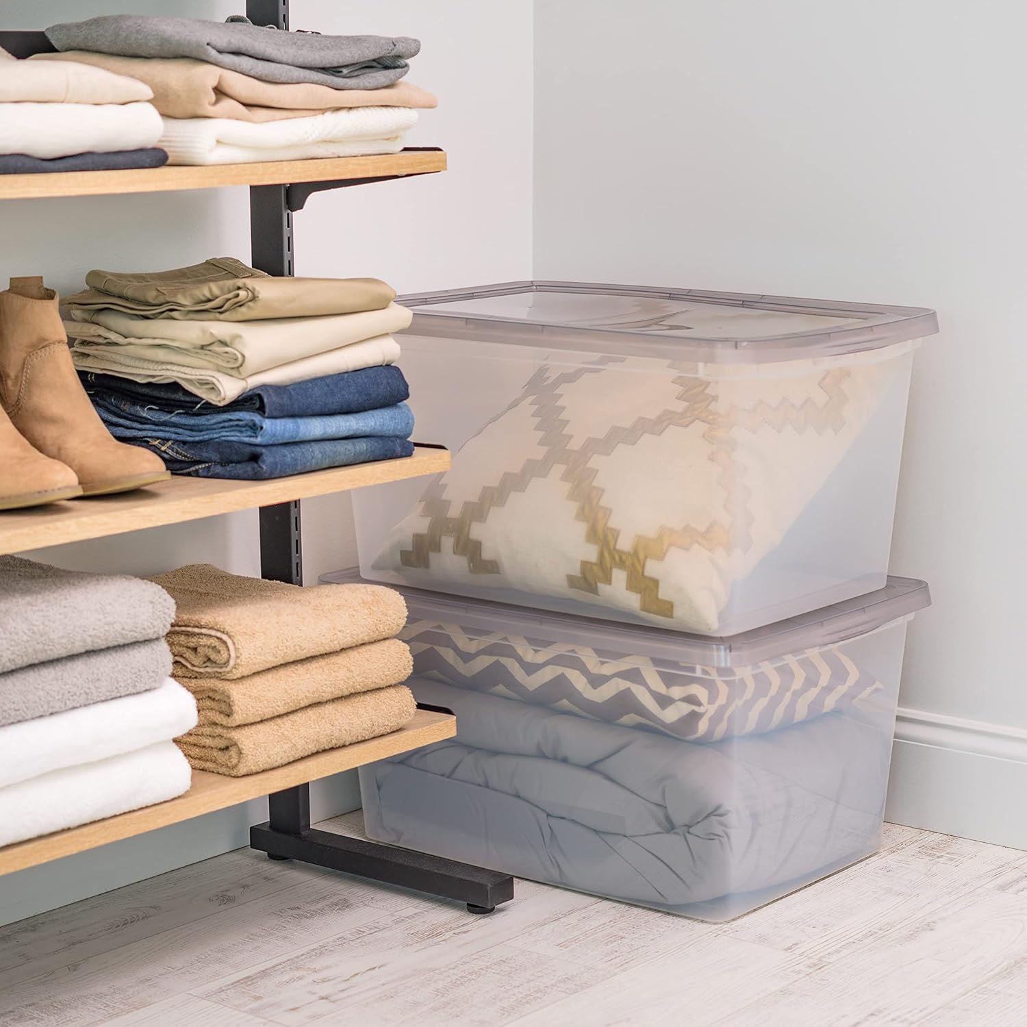 IRIS USA Plastic Storage Bin Tote with Latching Snap Lid, 58 Qt (14.5 Gal) - 5 Pack