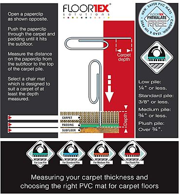 FLOORTEX Phthalate-Free Clear PVC Vinyl Chair Mat for Low-Pile Carpet