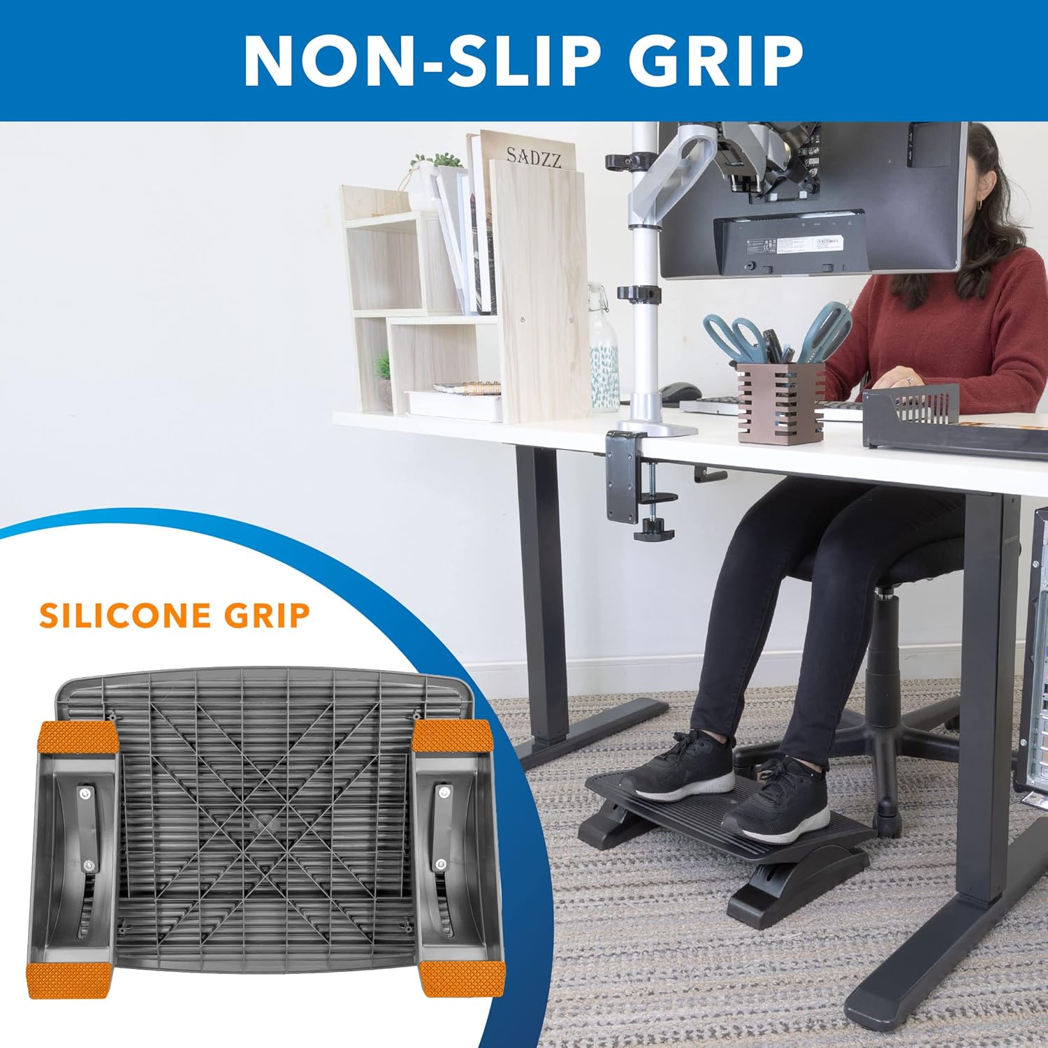 Mount-It! Ergonomic Footrest for Office or Home | Under Desk Tilting Footrest | Adjustable Desk Foot Rest with Massaging