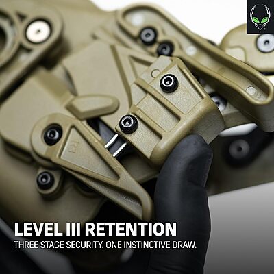 ALIEN GEAR Rapid Force Level III Duty Holster - Left Hand - No Light, Compact Light and Large Light Compatible
