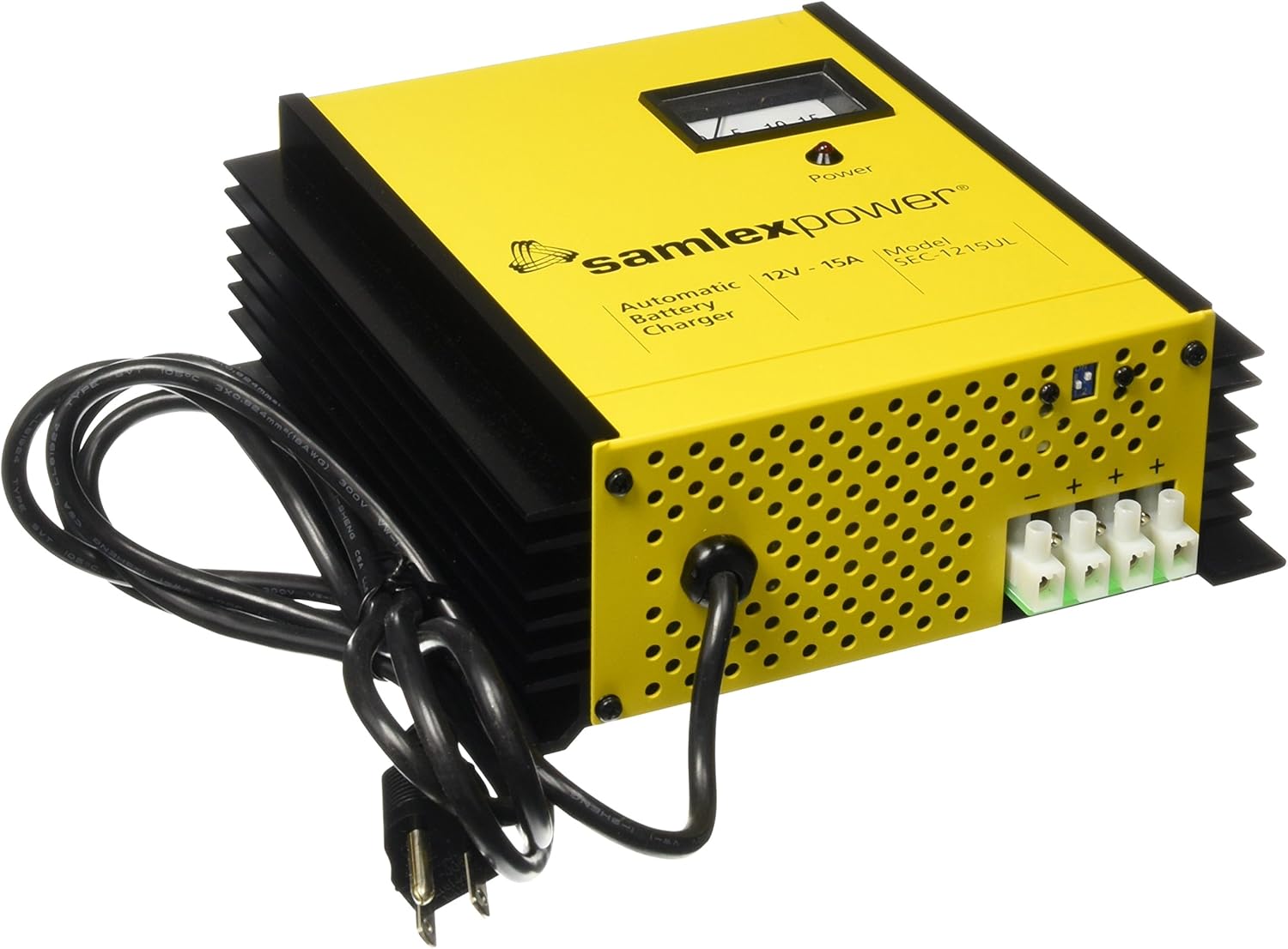 Samlex America 12V 3-Stage Battery Charger with DIP Switch & Lugs