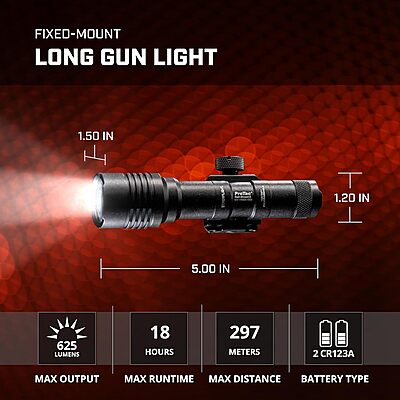 Streamlight 88059 ProTac Rail Mount 2 625-Lumen Weapon Light with CR123A Batteries and Remote Pressure Switch, Tail Switch
