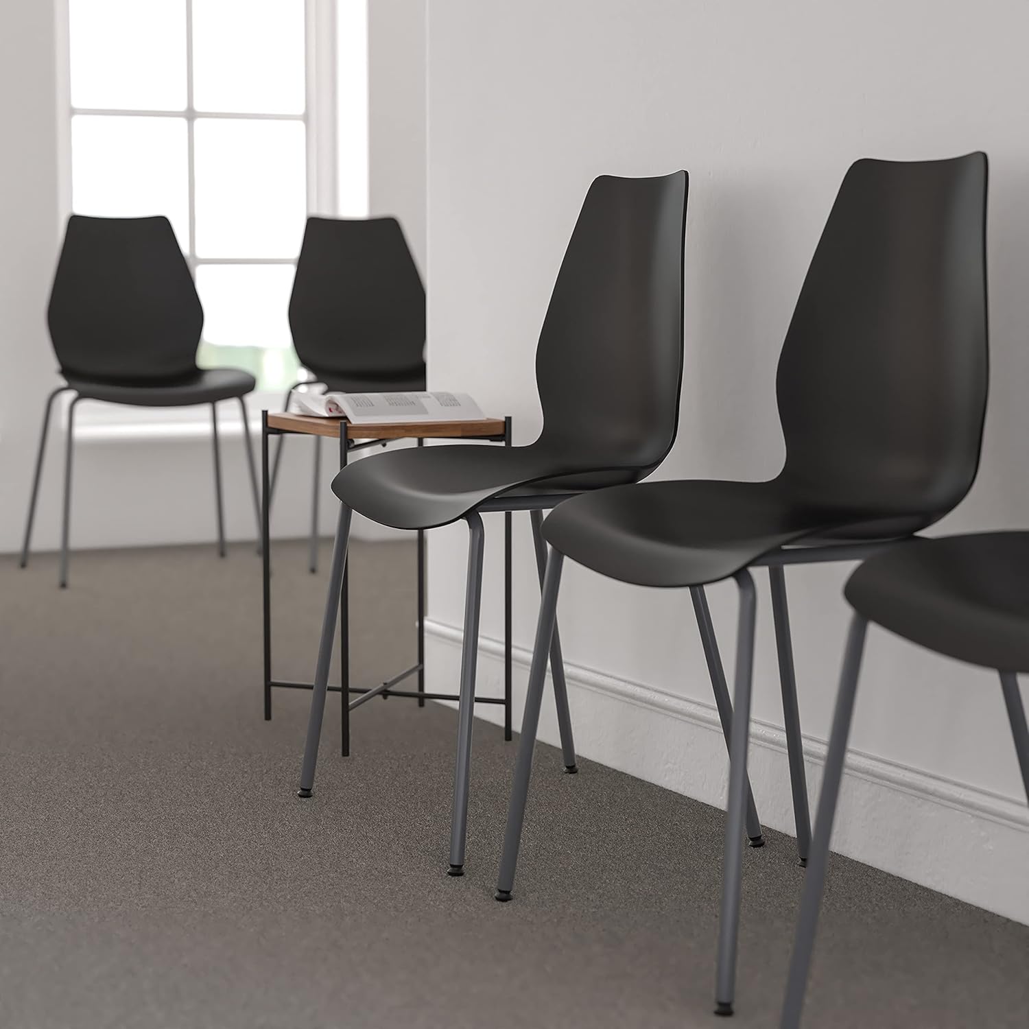 Flash Furniture HERCULES Series 770 lb Capacity Stack Chair with Lumbar Support and Silver Frame