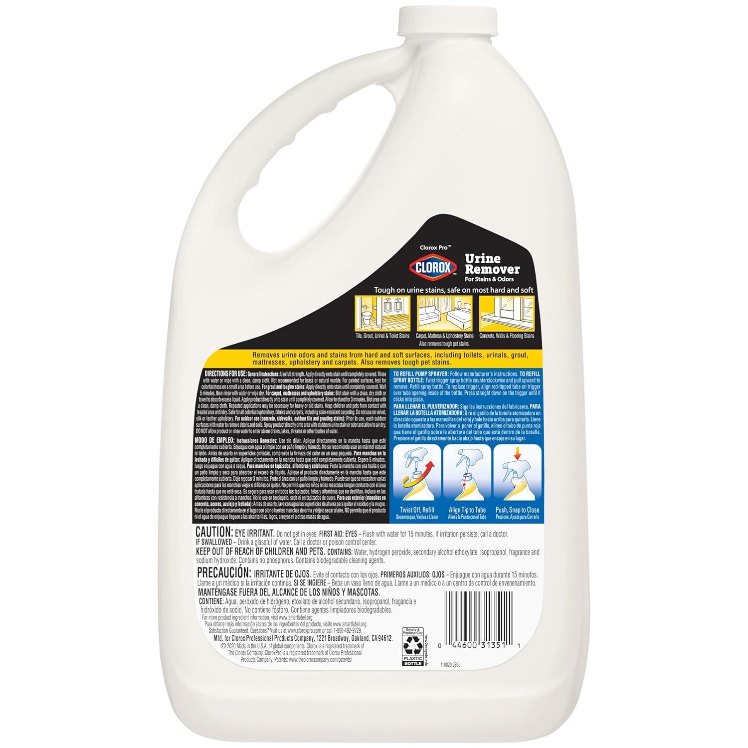 CloroxPro Urine Remover for Stains and Odors Refill, 128 Ounces (Package May Vary)