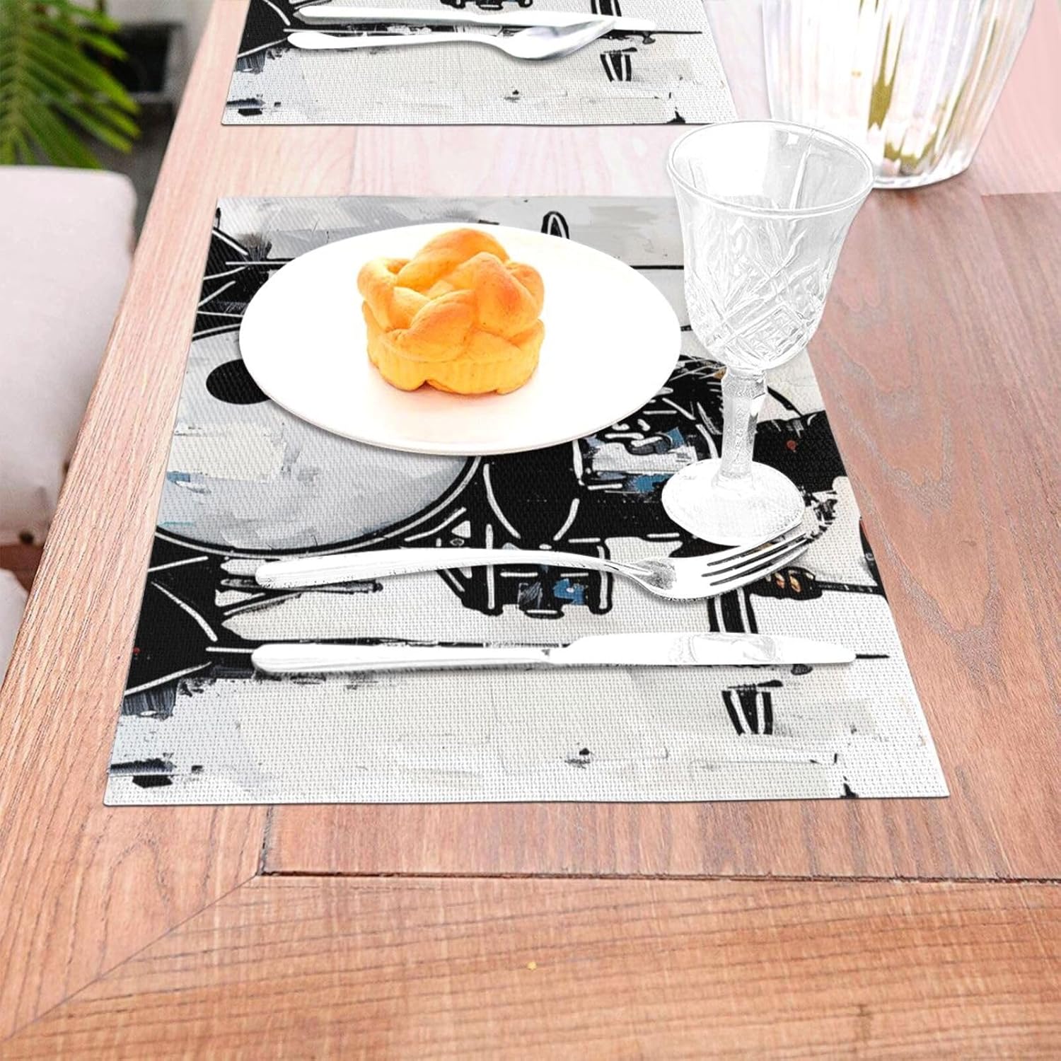 Drummer Printed PVC Woven Placemats Set of 4 PCS - Heat Resistant Cloth Place Mats Kitchen Dining Table Mat