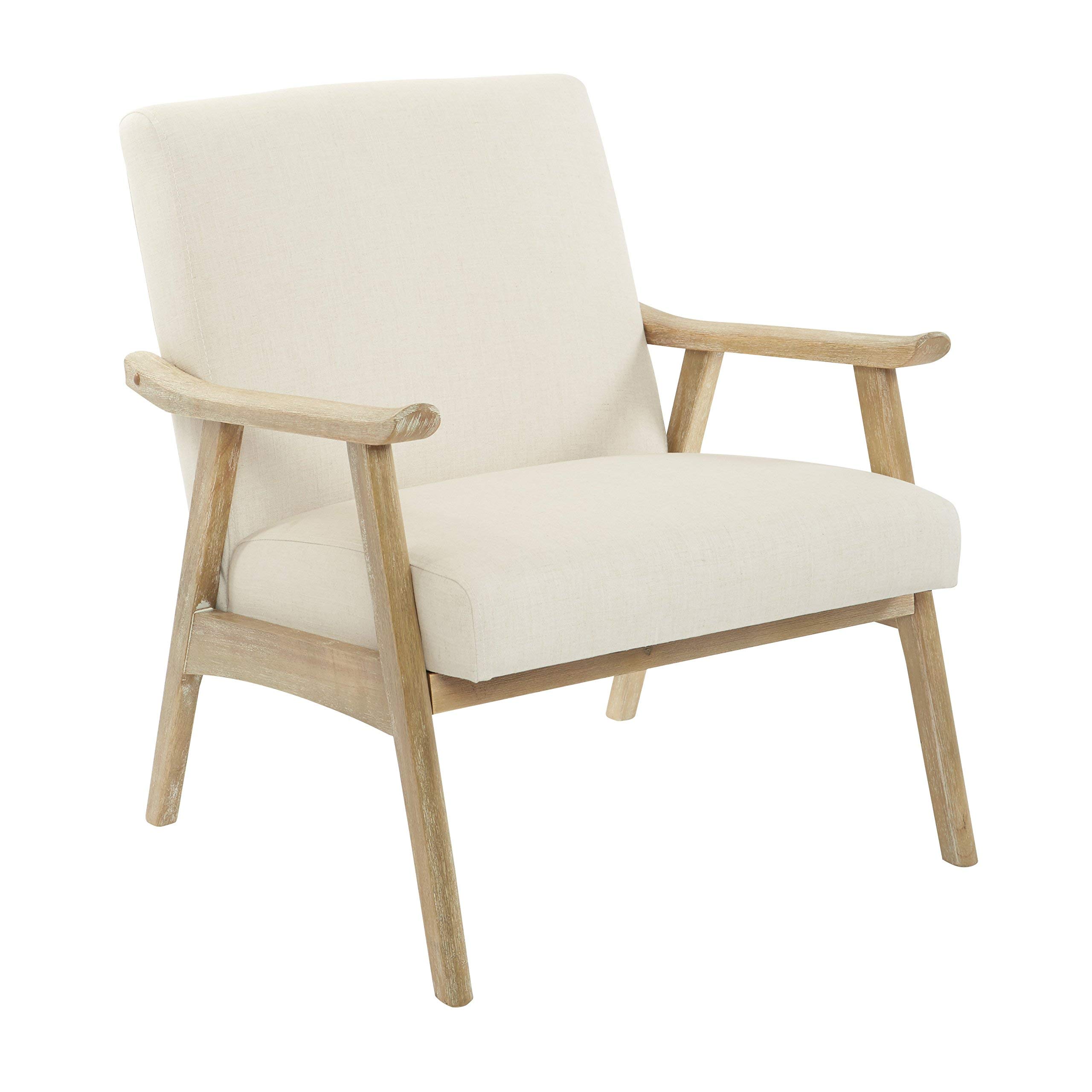 OSP Home Furnishings Weldon Chair in Linen Fabric with Brushed Natural Finished Frame