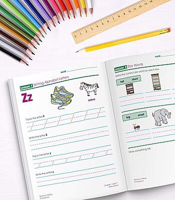 Spectrum Kindergarten Writing Workbook, Ages 5 to 6, Grade K Writing Workbook, Writing Practice with Alphabet Letters, Sight Words, Reports, and Stories - 128 Pages (Volume 34)