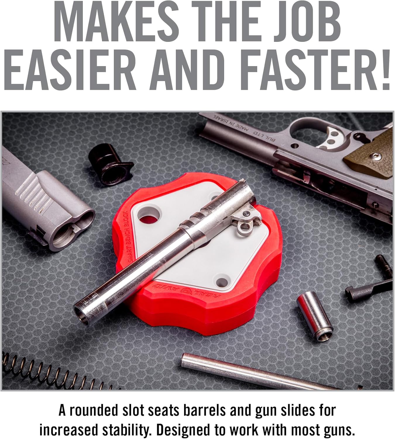 Real Avid Smart Bench Block - Universal Armorers Block Made with Non-Marring Materials, Non-Slip Bench Block For Glock, 1911 & Other Guns