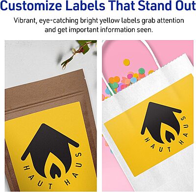 Avery Printable Rectangle Labels, Sure Feed Technology, 5" x 7", Bright Yellow Labels, Laser/Inkjet Printable, 20 Total
