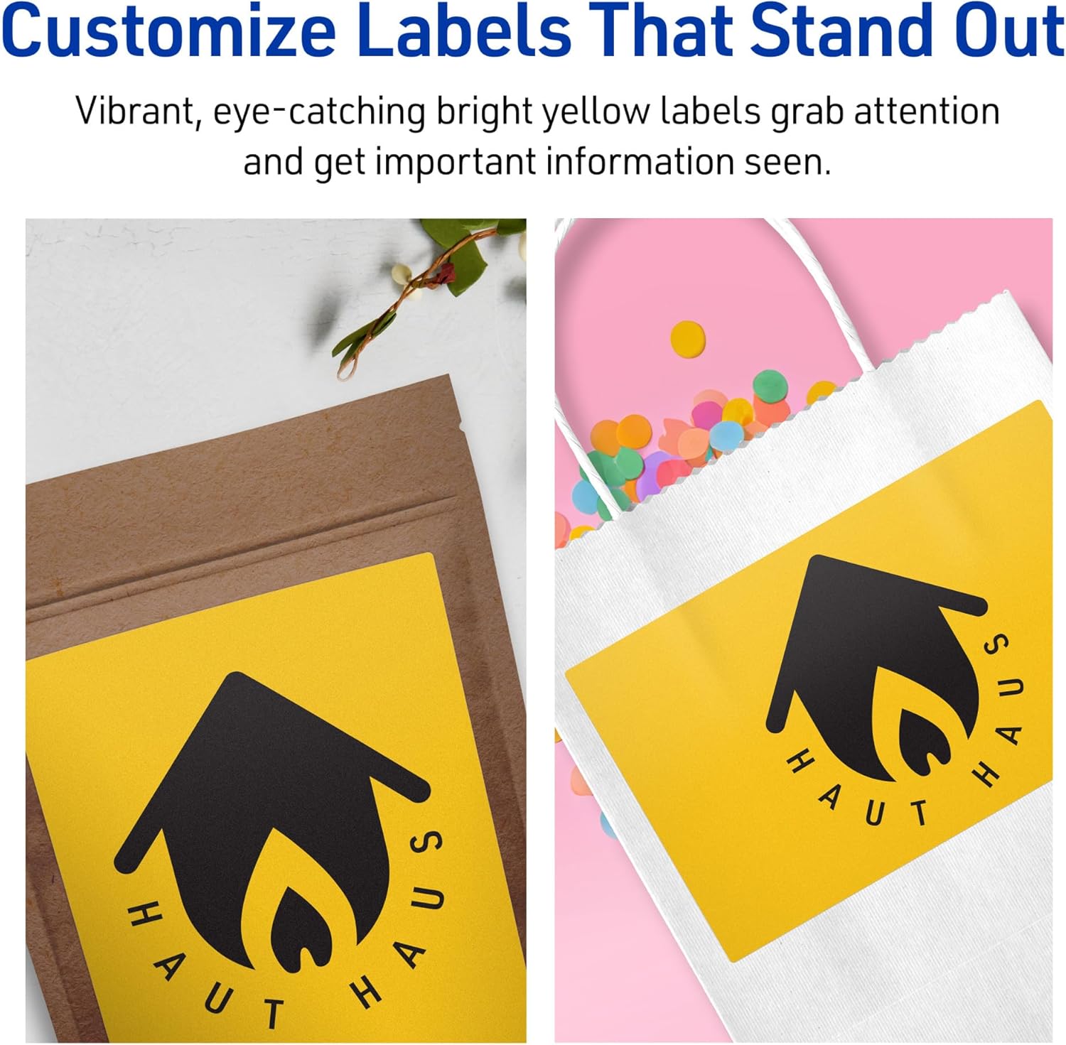 Avery Printable Rectangle Labels, Sure Feed Technology, 5" x 7", Bright Yellow Labels, Laser/Inkjet Printable, 20 Total