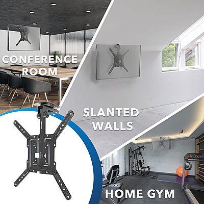 Mount-It! Flip Down TV Mount | Folding Ceiling TV Mount for 23 to 55 Inch | Heavy-Duty Bracket for Roof and Slanted Walls | Universal VESA fits up to 400x400mm, Height Adjustable 44 Lbs Capacity Black