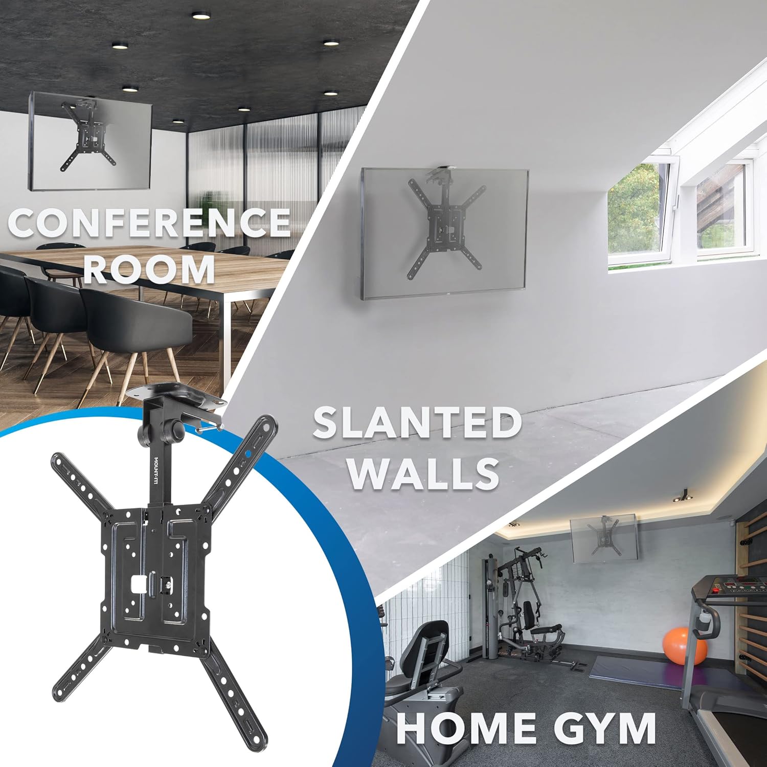 Mount-It! Flip Down TV Mount | Folding Ceiling TV Mount for 23 to 55 Inch | Heavy-Duty Bracket for Roof and Slanted Walls