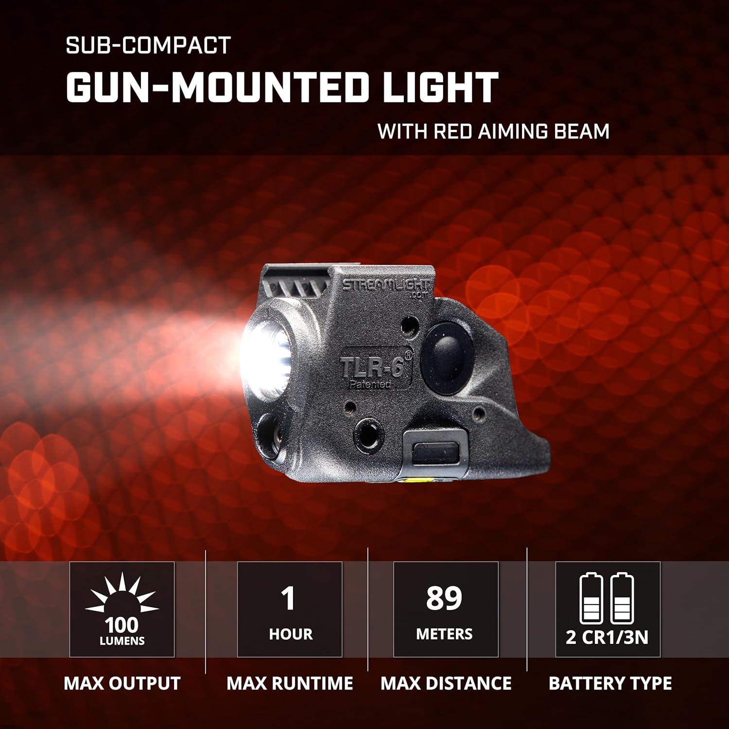 Streamlight 69291 TLR-6 100-Lumen Tactical Weapon Light with Integrated Red Aiming Laser Designed Exclusively and Solely