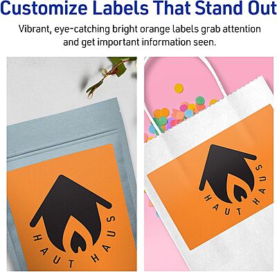 AVERY Printable Rectangle Labels, Sure Feed Technology, 5 x 7, Bright Orange, Laser/Inkjet