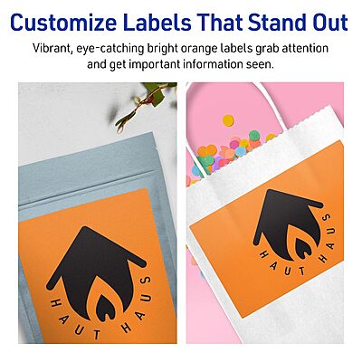 Avery Printable Rectangle Labels, Sure Feed Technology, 5" x 8-1/8", Bright Orange, Laser/Inkjet