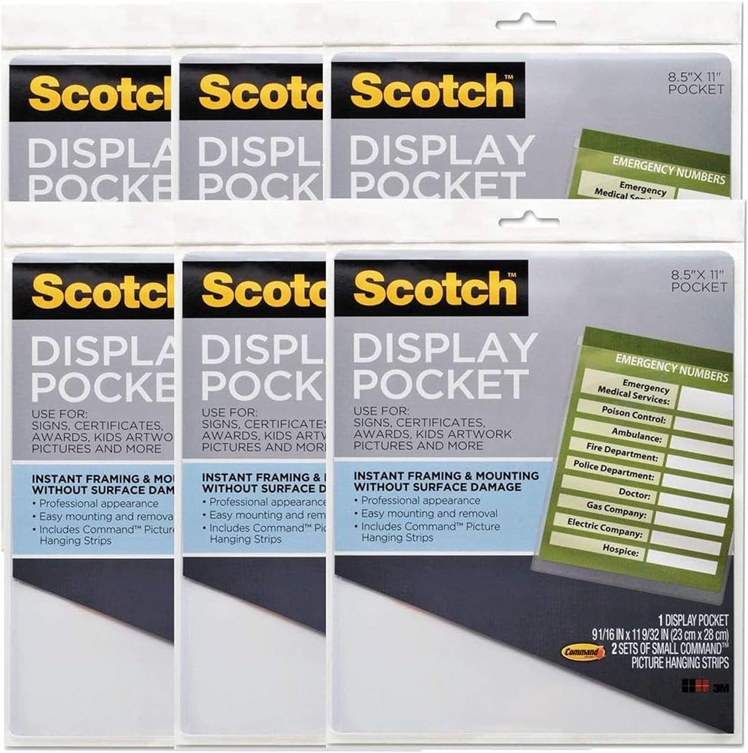 Display Pocket, Removable Interlocking Fasteners, Plastic, 8-1/2 x 11, Clear, Sold as 1 Each, 6PACK , Total 6 Each
