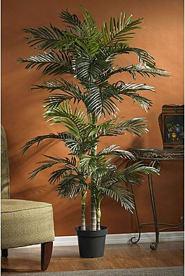 Nearly Natural 5289 6.5ft Golden Cane Palm Silk Tree, Green