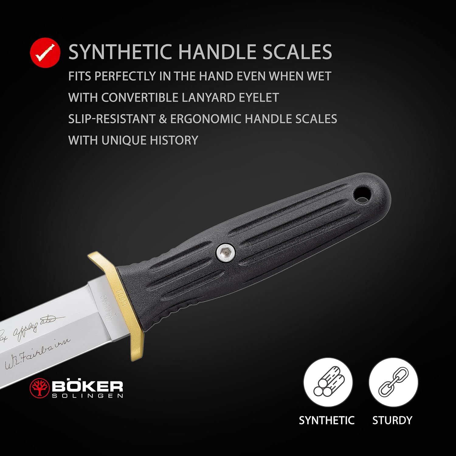 Boker Applegate-Fairbairn Combat II - fixed blade knife with Kydex sheath