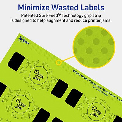 Avery Printable Wraparound Band Labels, Sure Feed Technology, 1.5" x 3.5", Bright Green, Cigar Band Labels