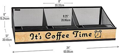 Mind Reader Airpot Serving Station, Coffee Bar Accessories, Countertop Organizer, Wire Mesh, 24" L x 12" W x 6" H, Black