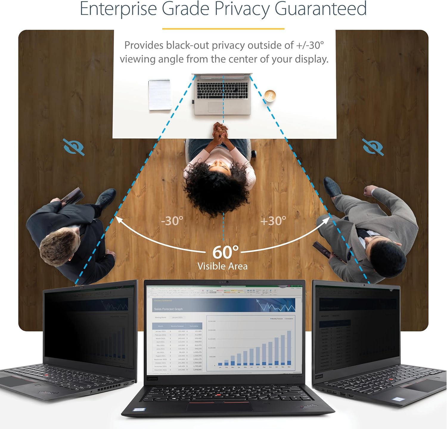 StarTech.com Laptop Privacy Screen - Anti-Glare Privacy Filter for Widescreen (16:9) Displays - Matte/Glossy