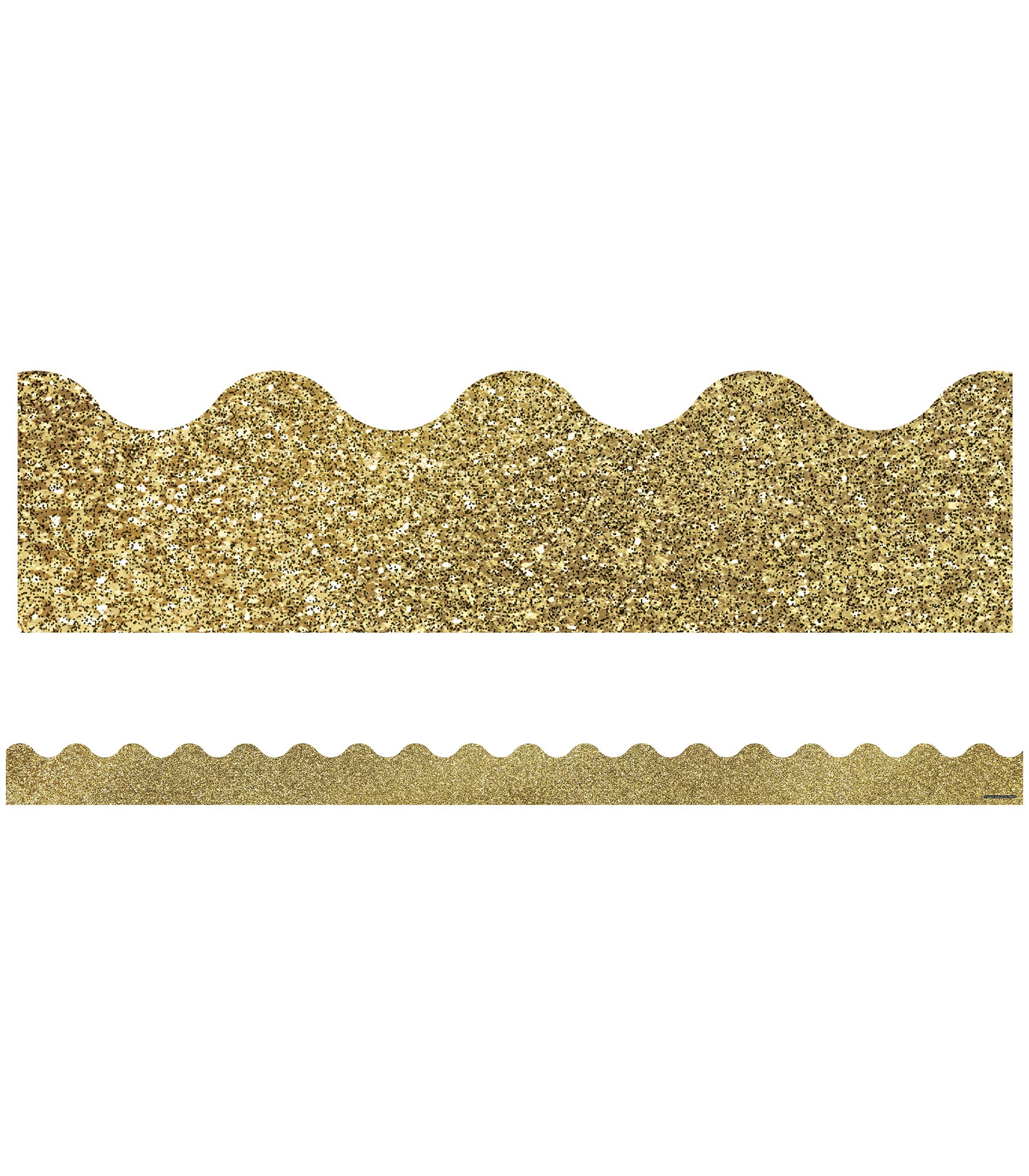 Carson Dellosa Sparkle and Shine 39Ft of Gold Glitter Bulletin Board Borders, 13 Strips of Scalloped Trim for New Years