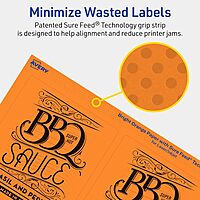 Avery Printable Rectangle Labels, Sure Feed Technology, 4-3/4" x 3-3/4", Bright Orange Labels, Print-to-The-Edge, Laser/Inkjet Printable, 40 Total, Great for Shipping and Packaging 40 labels