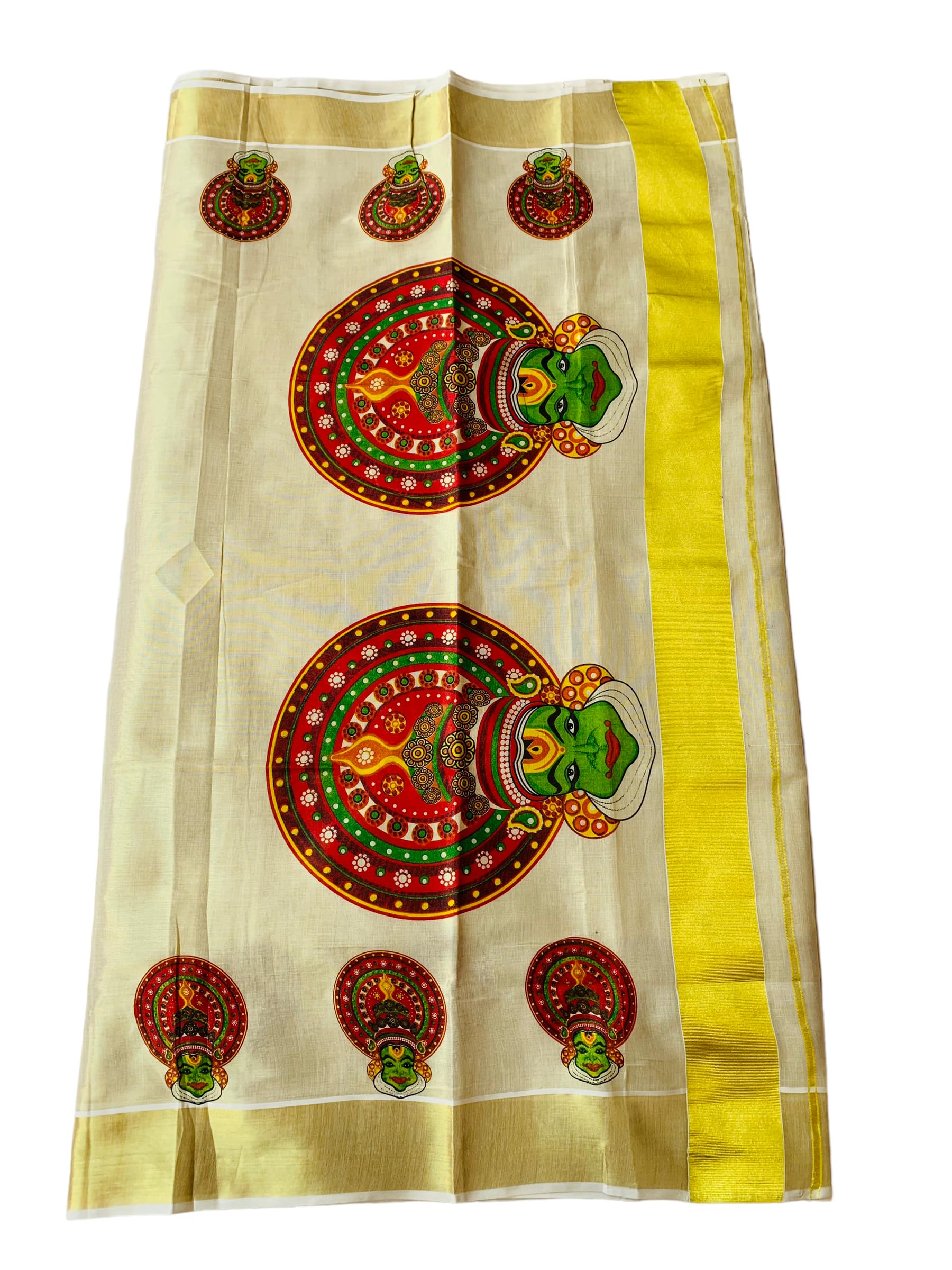 Kuthampully Kerala Sarees For Women's | Printed Onam Saree For Women | Multicolor Tissue Mural Saree | Traditional South Indian Sarees | Best Authentic Women's Zari Kasavu | EKM-612 | Pack Of 1