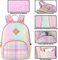 Emma & Chloe Pastel Waterproof Vinyl Backpack for Traveling and Commuting (Ombre Stripes)