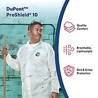 DuPont ProShield 10 Disposable Protective Coverall with Serged Seams, Elastic Cuff and Ankles, Blue, 3X-Large, 25-Pack