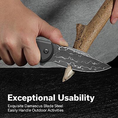 CIVIVI Button Lock Praxis Pocket Knife for EDC, Upgrade Folding Knife with Flipper 3.75" Damascus Blade plus Aluminum Handle