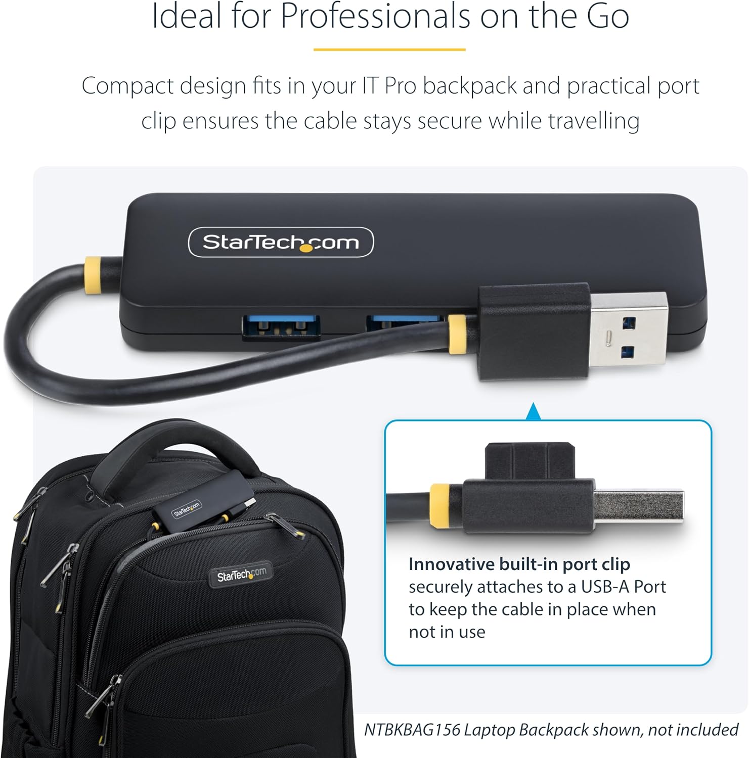 StarTech 4-Port USB 3.0 Hub, Bus-Powered Portable Travel Mini Hub