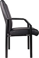 Boss Office Products Mid Back LeatherPlus Guest Chair in Black, 250 lbs