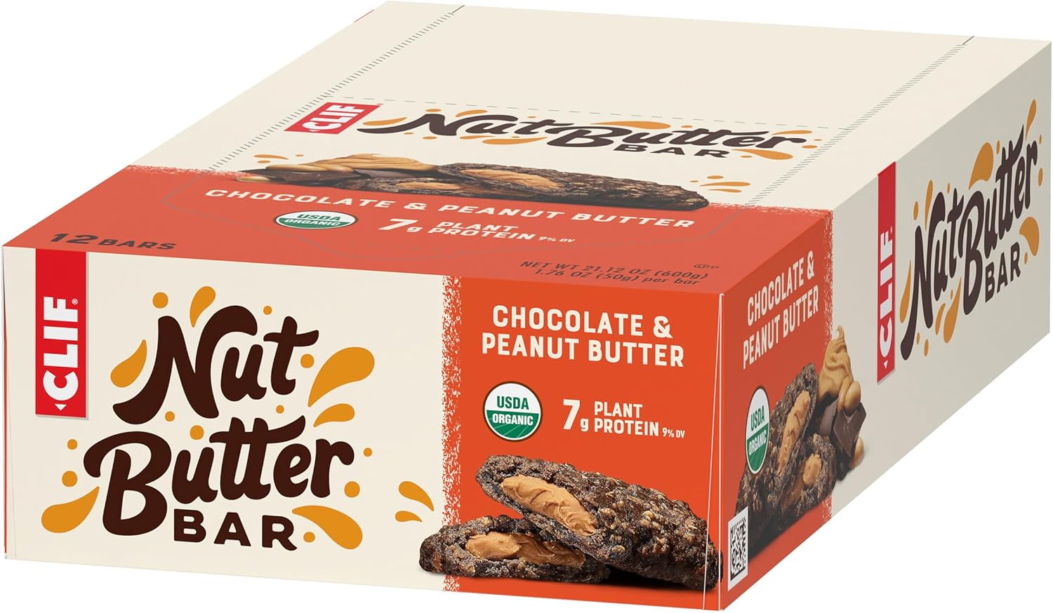 Clif Bar - Nut Butter Bar - Organic Snack Bars - Chocolate Peanut Butter - Organic - Plant Protein
