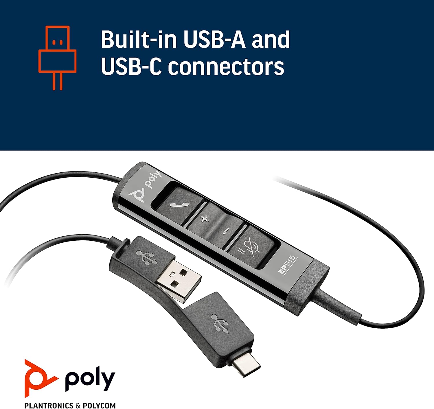 Poly - EncorePro 515 USB-A and USB-C USB Headset (Plantronics) - Cloud System Updates - Acoustic Hearing Protection