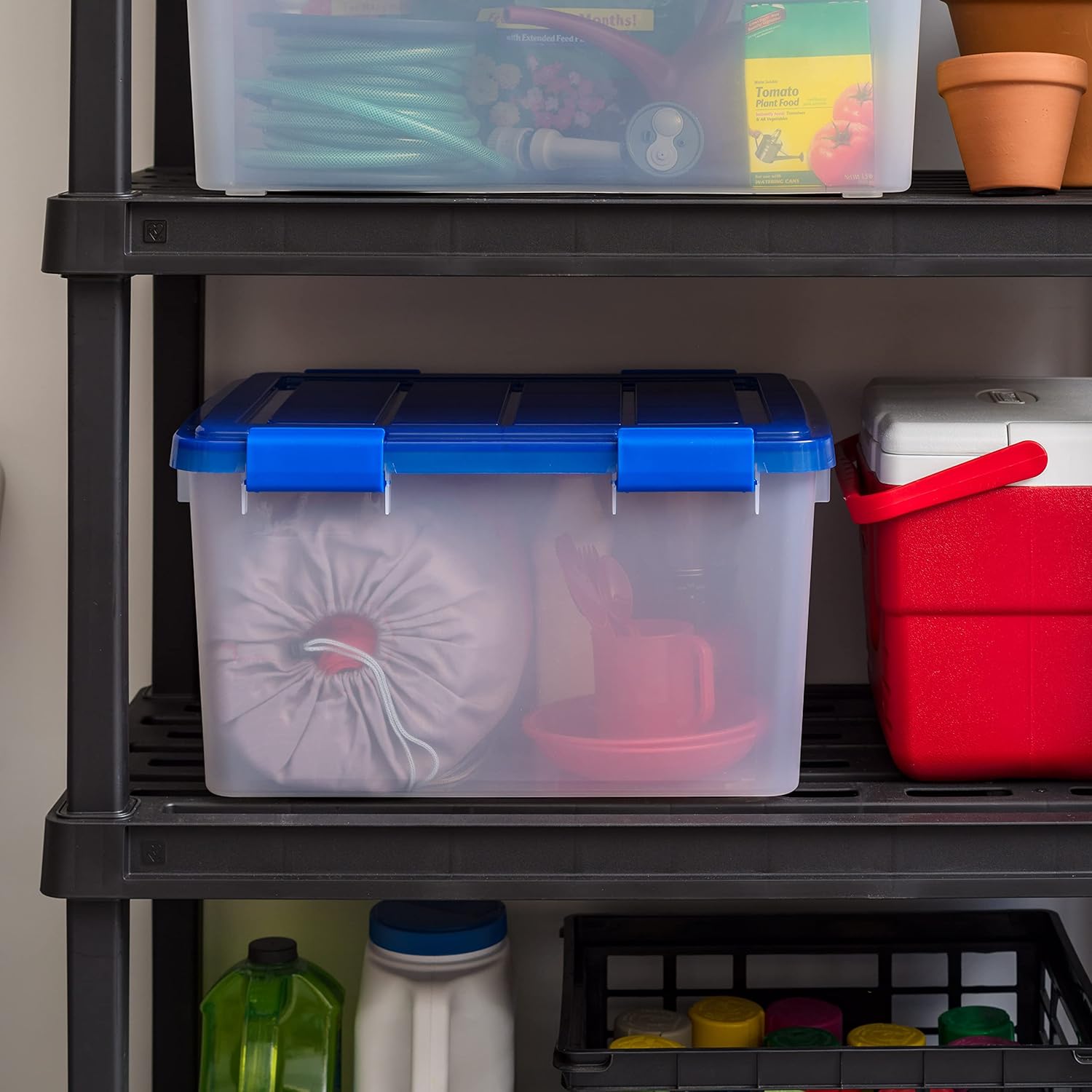 IRIS USA WeatherPro 4-Pack 46.6qt Airtight Plastic Storage Bins with Lids & Buckles