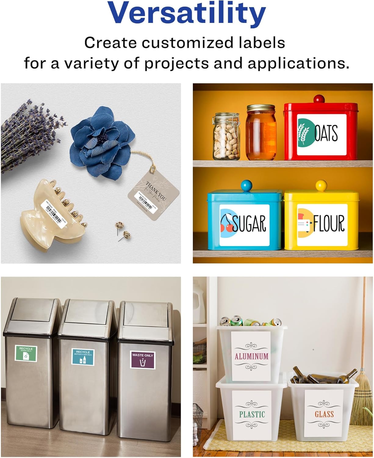 AVERY Matte White Removable Rectangle Labels, Sure Feed Technology, Print-to-The-Edge, 4" x 5", Laser/Inkjet Printable