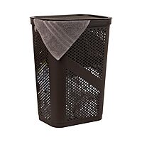 Mind Reader Slim Laundry Hamper with Lid, 60L Ventilated Plastic