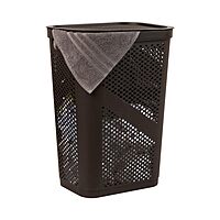 Mind Reader Slim Laundry Hamper with Lid, 60L Ventilated Plastic