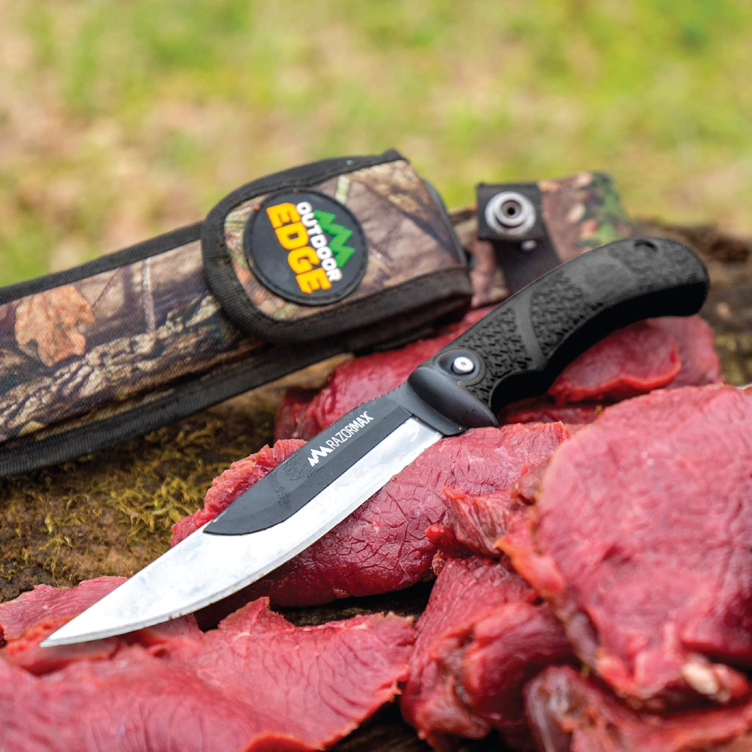 OUTDOOR EDGE RazorMax Replaceable Fixed Blade Hunting Knife with Drop-Point & Boning/Fillet Blades