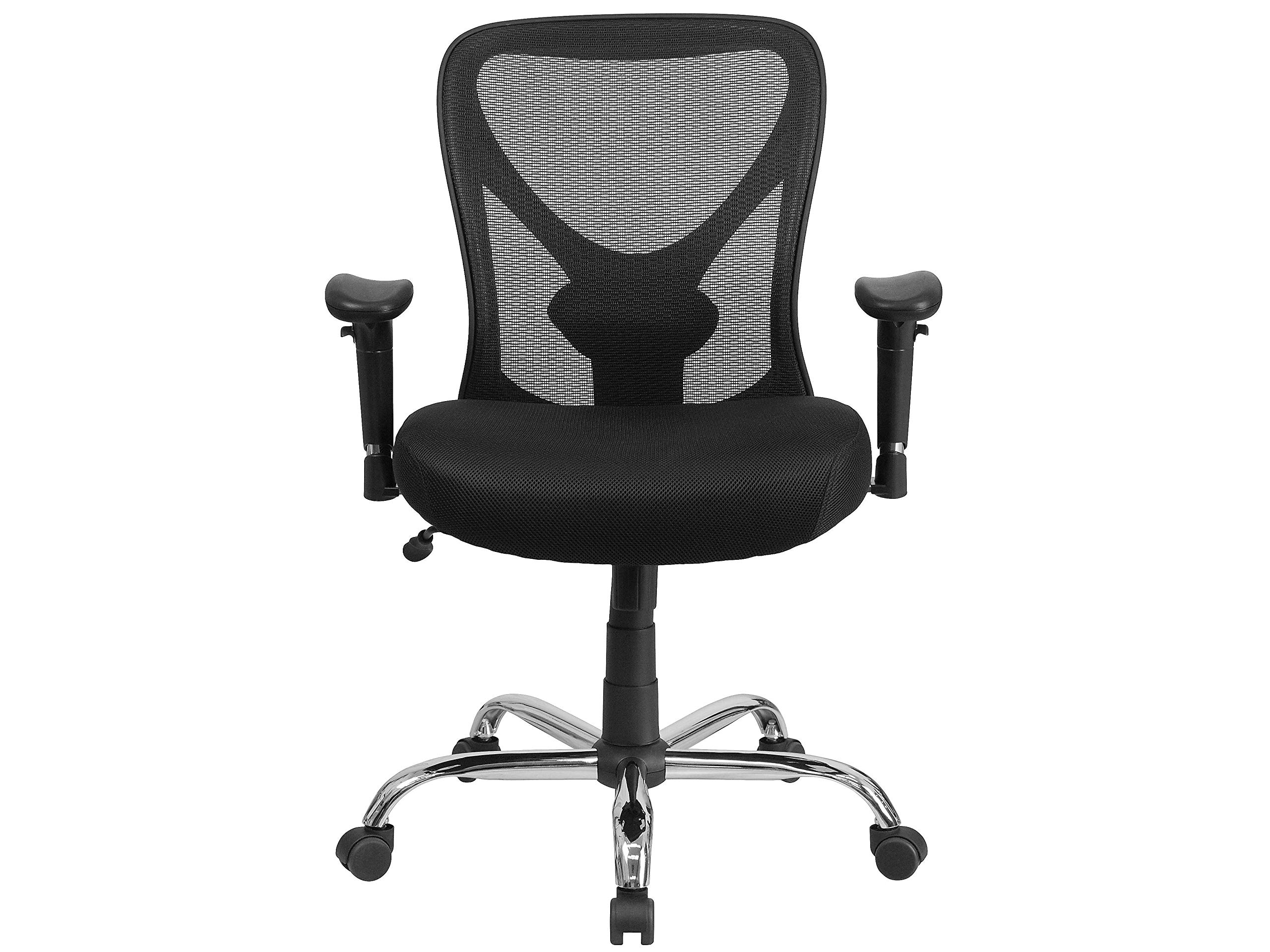 Flash Furniture Big & Tall Office Chair | Adjustable Height Mesh Swivel Office Chair with Wheels Black