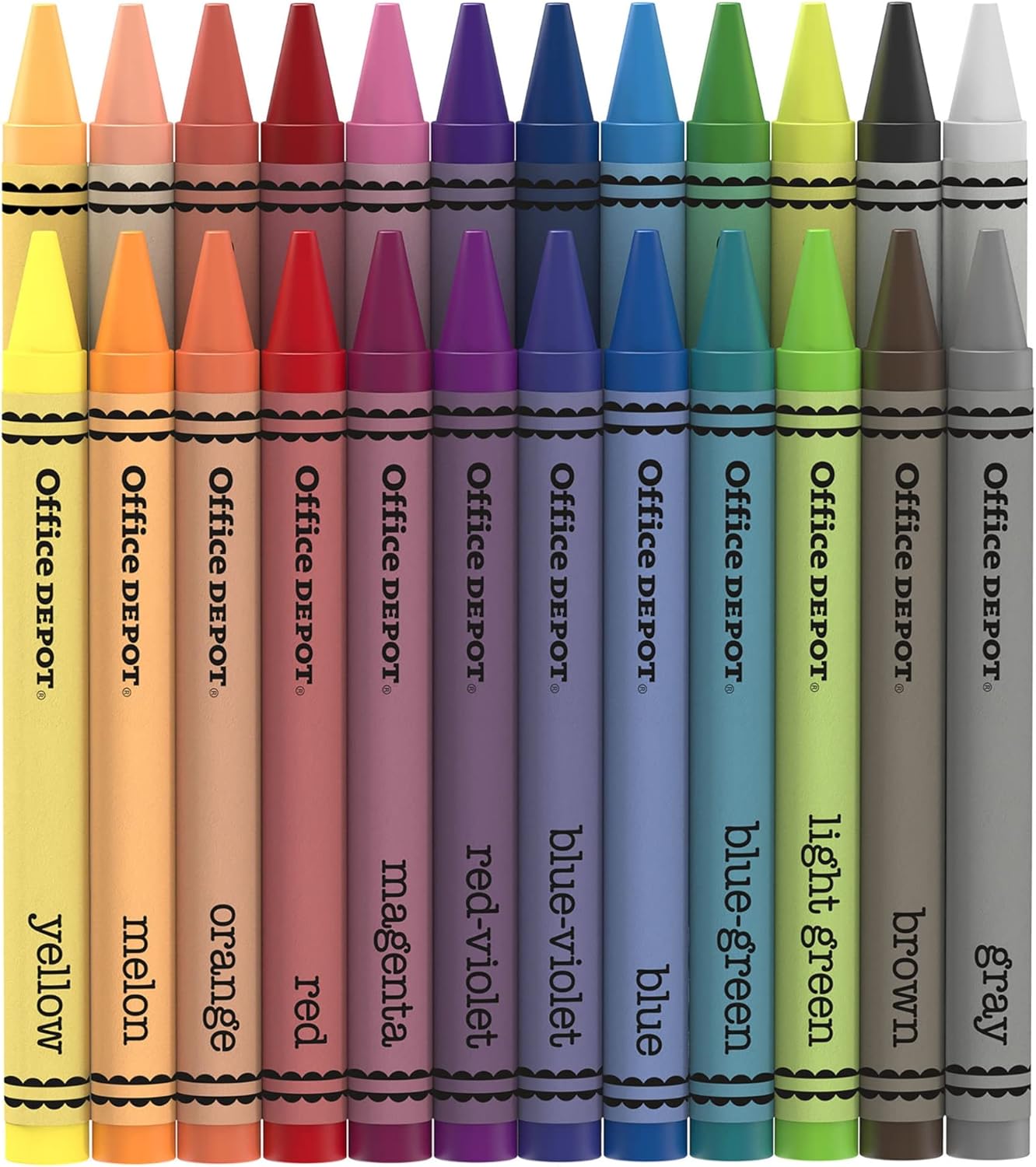Office Depot® Brand Crayons Assorted, 24 Colors, 12 Crayons Of Each Color, Box Of 288