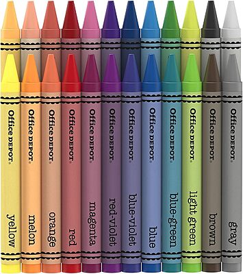 Office Depot® Brand Crayons Assorted, 24 Colors, 12 Crayons Of Each Color, Box Of 288